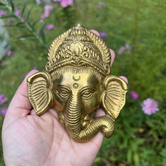 Beautiful Lord Ganesha Face Statue Wall Hanging Christmas Gift Home Decor Art - Picture 9 of 13